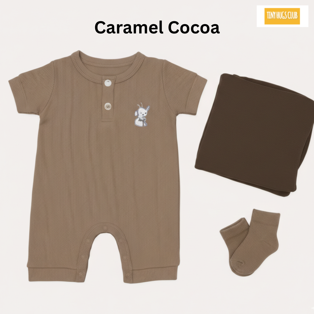 Newborn Baby Romper Set 3in1 | Free Socks (0-3 Months)