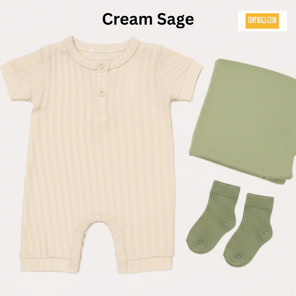 Newborn Baby Romper Set 3in1 | Free Socks (0-3 Months)