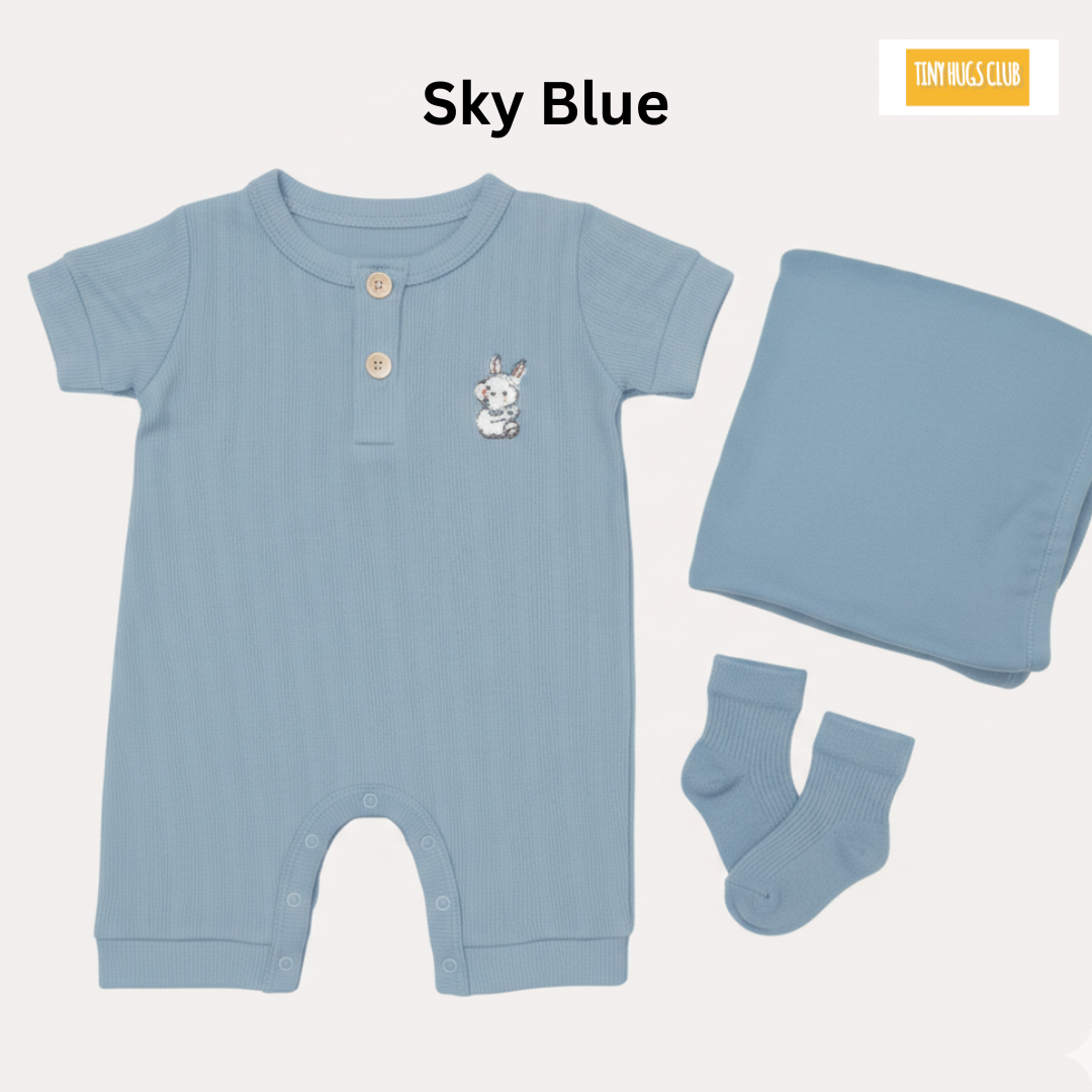 Newborn Baby Romper Set 3in1 | Free Socks (0-3 Months)