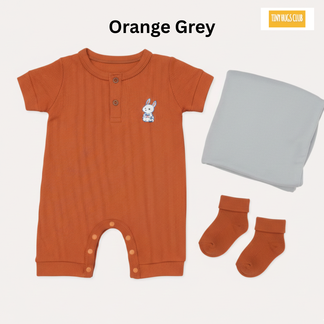 Newborn Baby Romper Set 3in1 | Free Socks (0-3 Months)