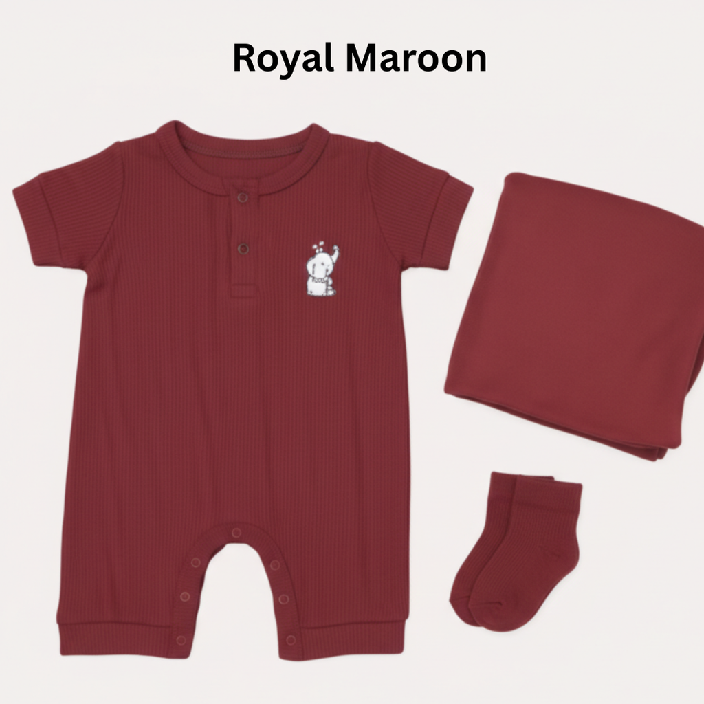 Newborn Baby Romper Set 3in1 | Free Socks (0-3 Months)