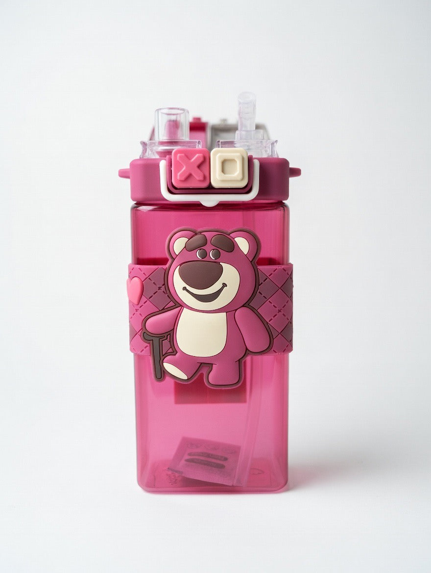 Adorable White Lotso Double Straw Drink Tumbler with Strap