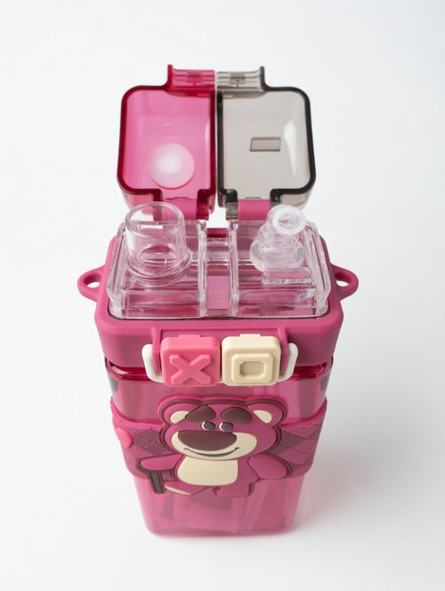 Adorable White Lotso Double Straw Drink Tumbler with Strap